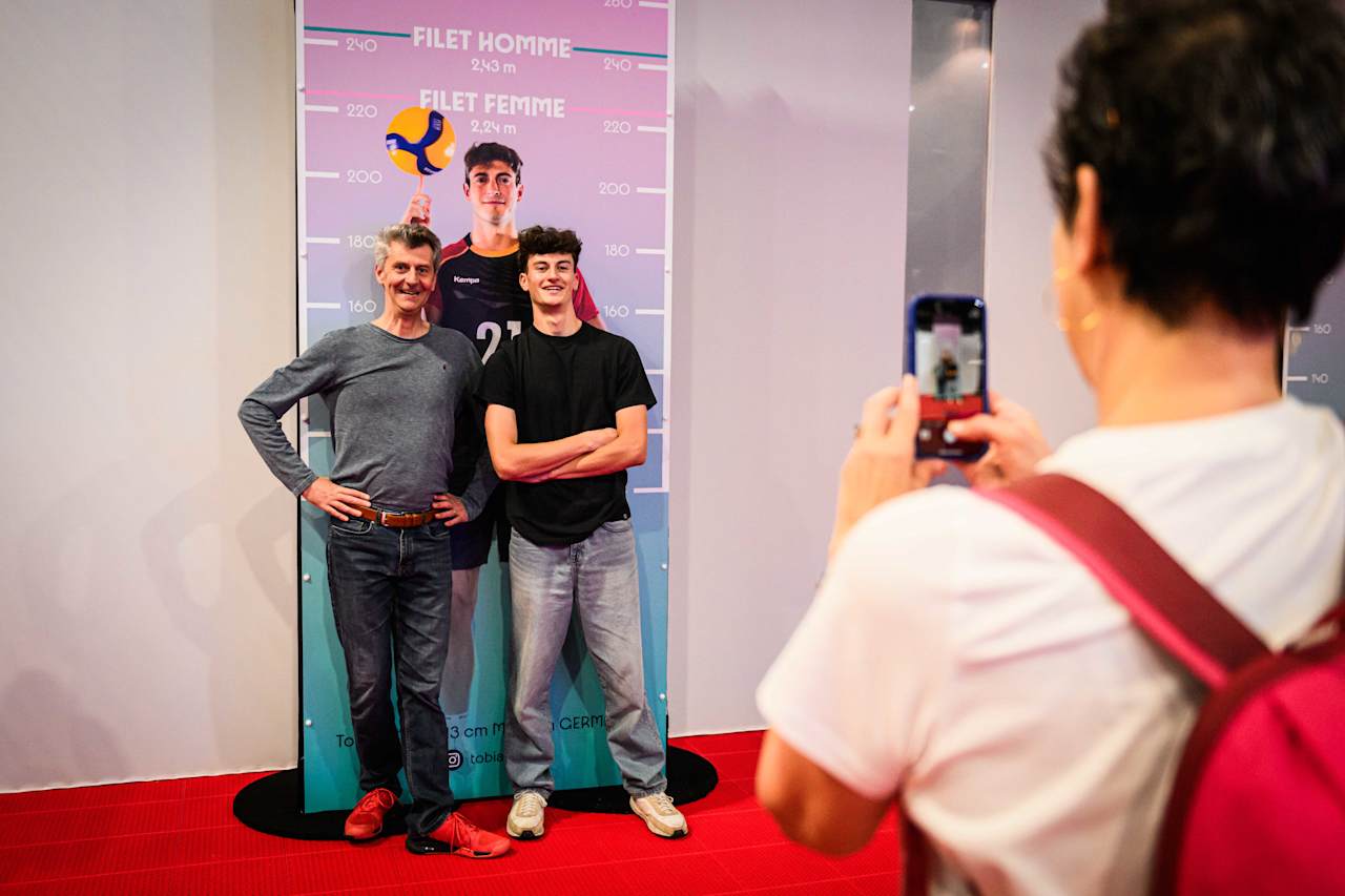 Tobias Kirck standee at the Volleyball Experience Paris 2024