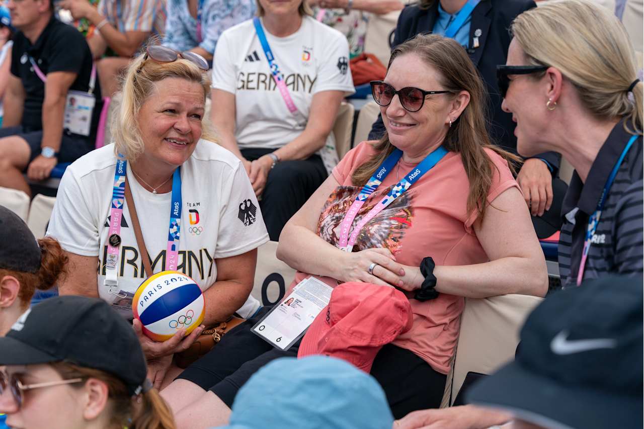 Nancy Faeser, Germany’s Minister of the Interior and Community at Paris 2024 Beach Volleyball