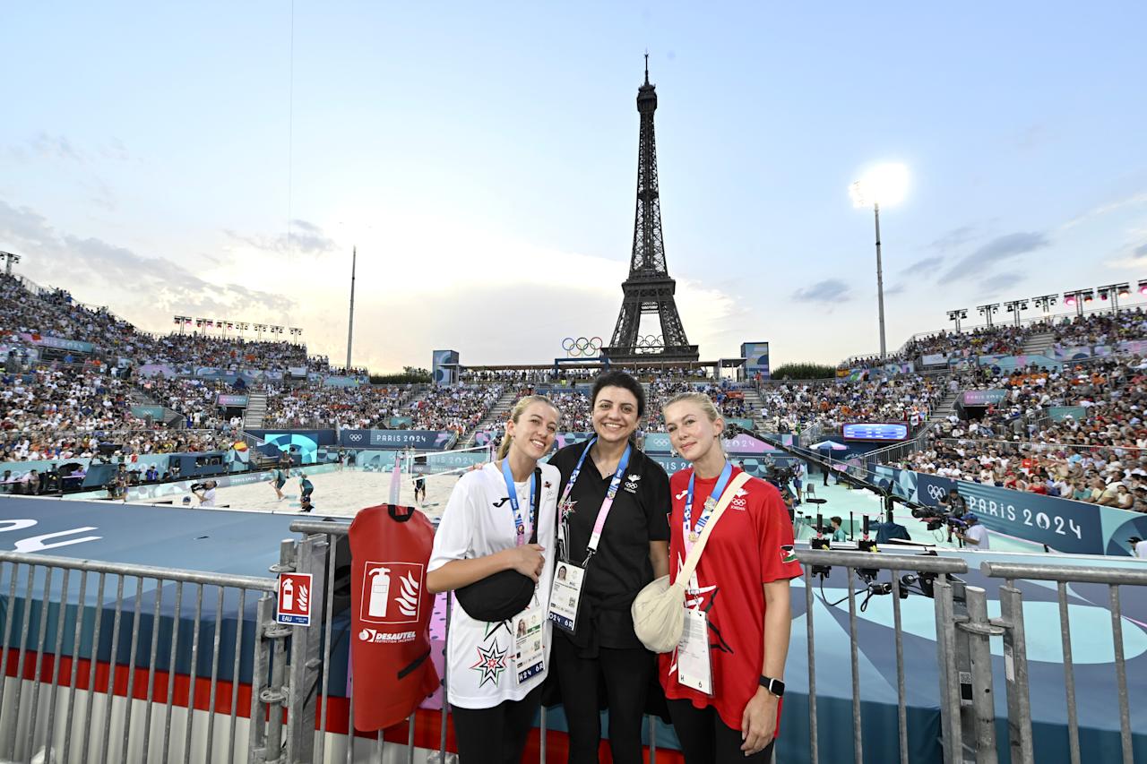 HRH Princess Sara, HRH Princess Ayah and HRH Princess Aisha at Paris 2024 Beach Volleyball