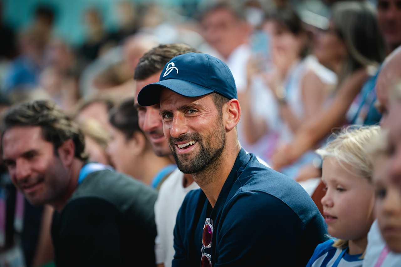 Serbian tennis player Novak Djokovic at Paris 2024 Beach Volleyball