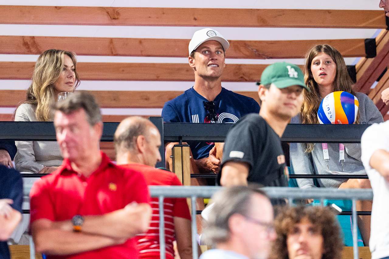 American football’s Greatest of All Time (GOAT) Tom Brady  at Paris 2024 Beach Volleyball