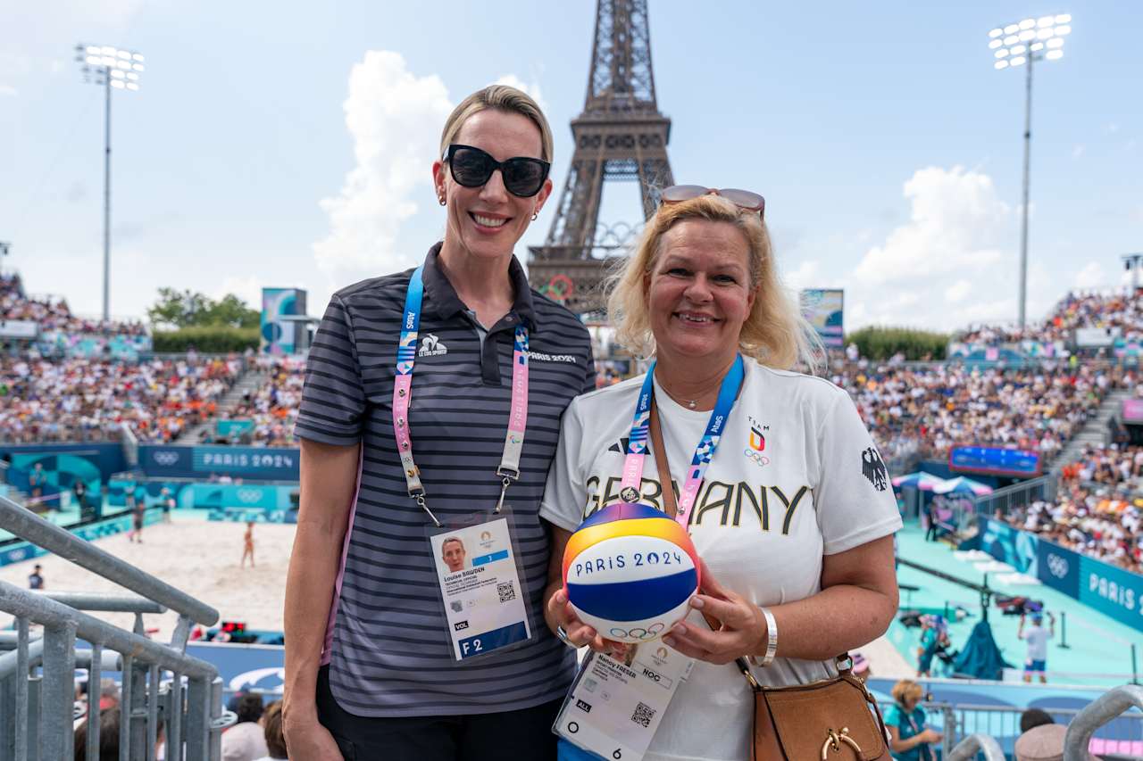 Nancy Faeser, Germany’s Minister of the Interior and Community at Paris 2024 Beach Volleyball