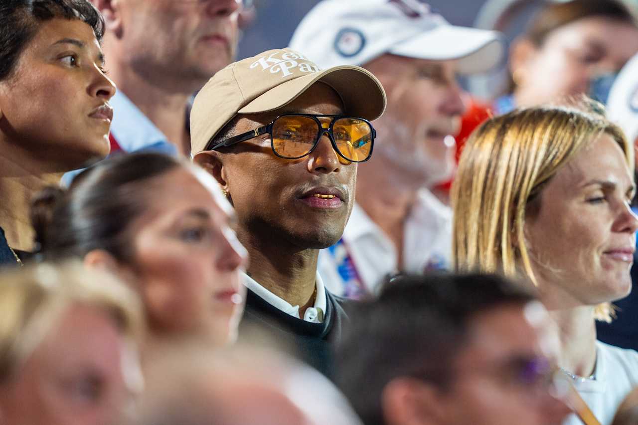 World-renowned American singer, songwriter, rapper and record producer Pharrell Williams at Paris 2024 Beach Volleyball