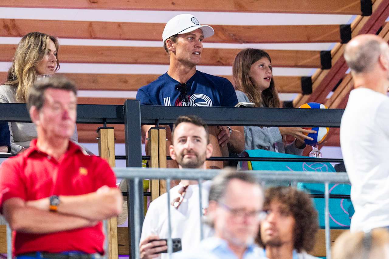 American football’s Greatest of All Time (GOAT) Tom Brady  at Paris 2024 Beach Volleyball