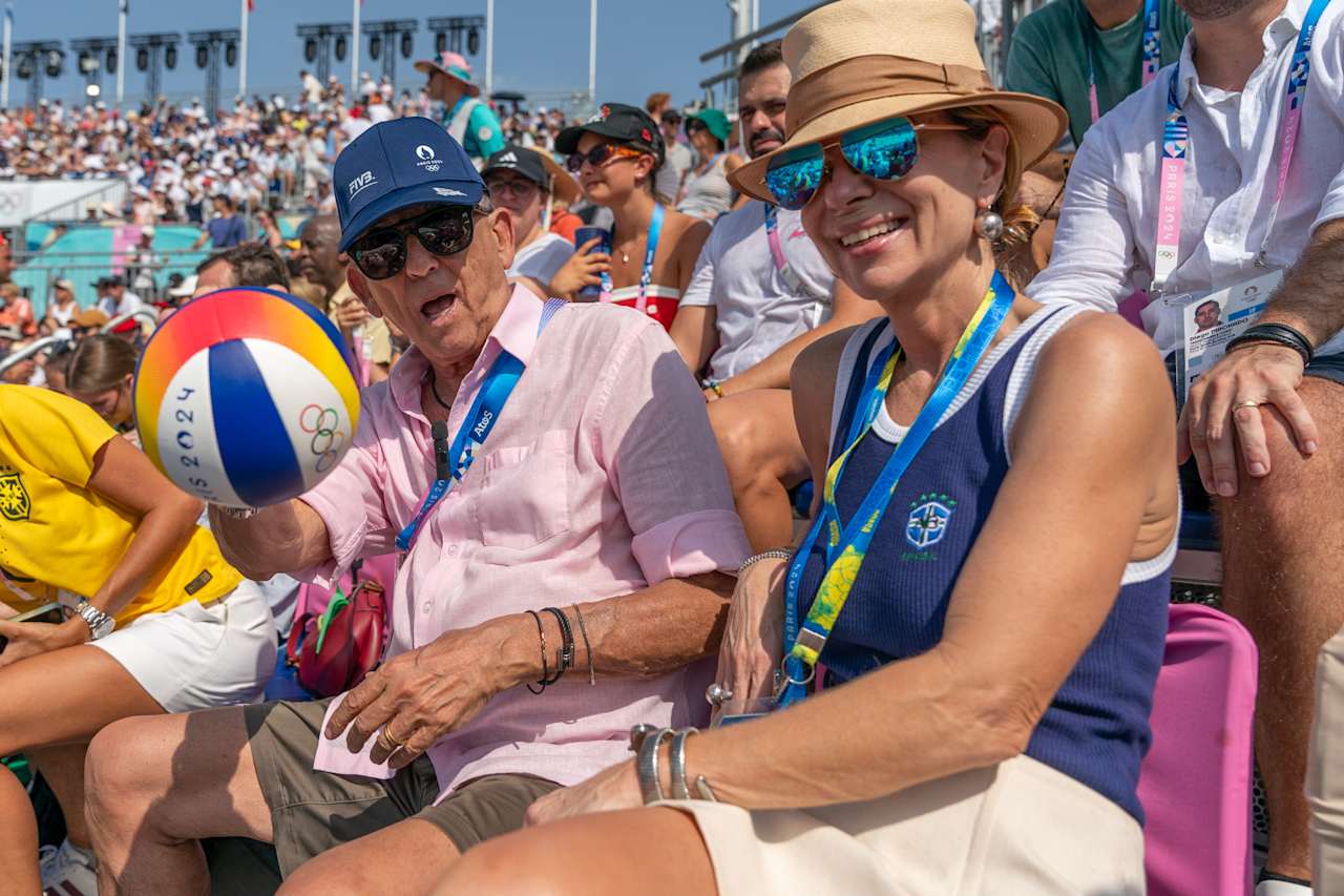 Galvão Bueno, Brazilian sports commentator at Paris 2024 Beach Volleyball