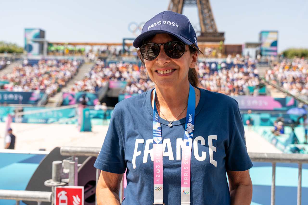 Paris Mayor Anne Hidalgo at Paris 2024 Beach Volleyball