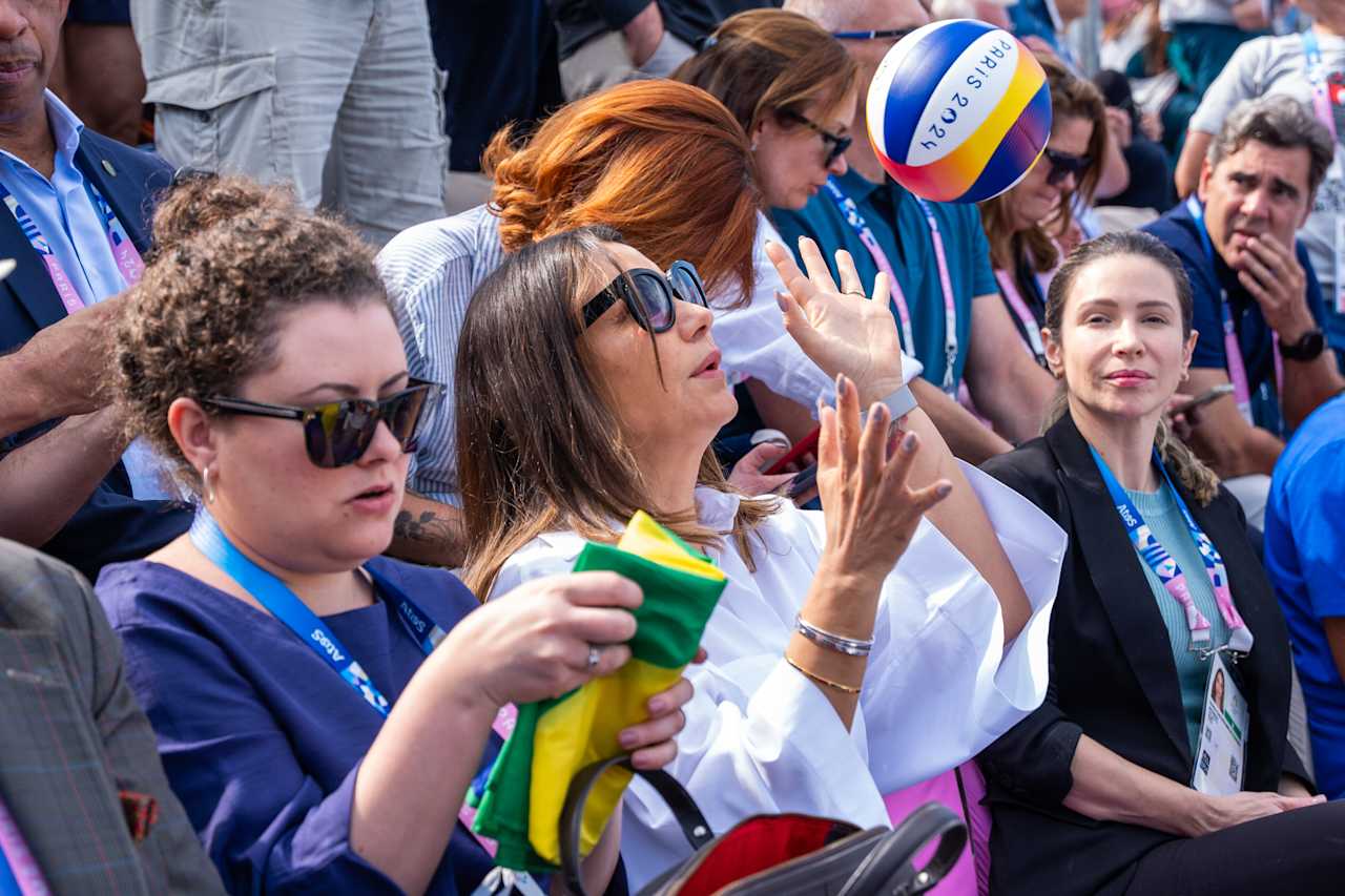 First Lady of Brazil Rosângela Lula da Silva at Paris 2024 Beach Volleyball