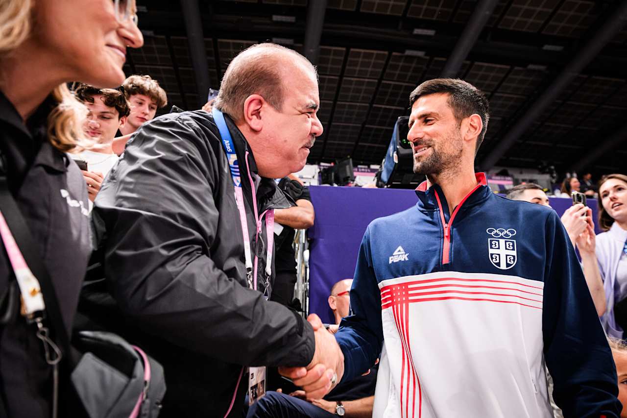 Tennis player Novak Djokovic at Paris 2024 Volleyball