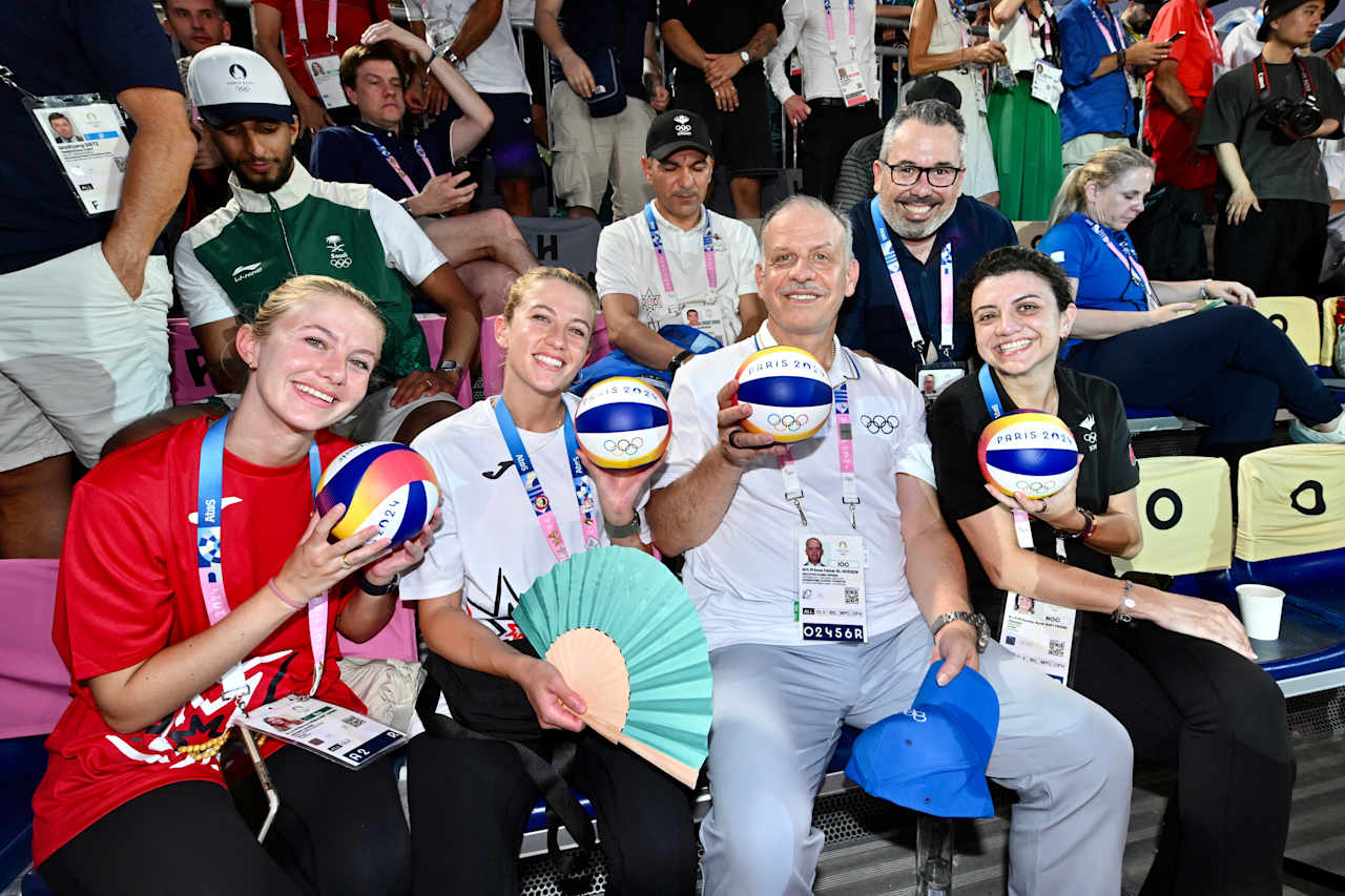 HRH Prince Feisal, HRH Princess Ayah, HRH Princess Sara and HRH Princess Aisha at Paris 2024 Beach Volleyball