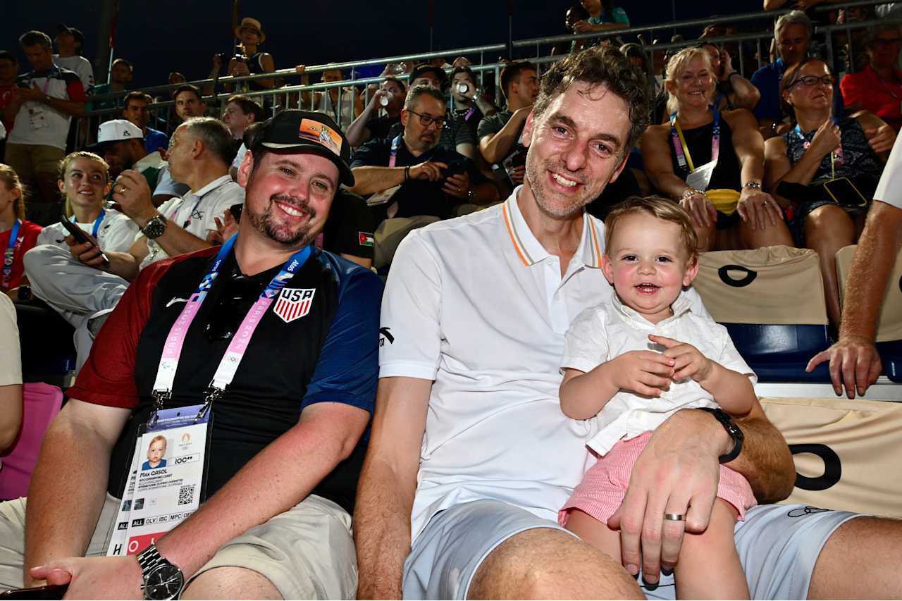 Pau Gasol, former NBA player from Spain at Paris 2024 Beach Volleyball