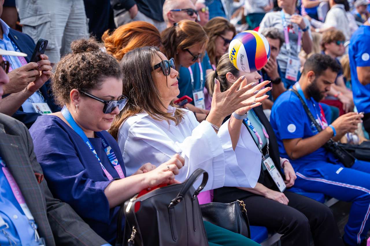 First Lady of Brazil Rosângela Lula da Silva at Paris 2024 Beach Volleyball