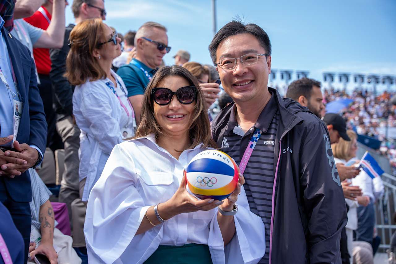 First Lady of Brazil Rosângela Lula da Silva at Paris 2024 Beach Volleyball