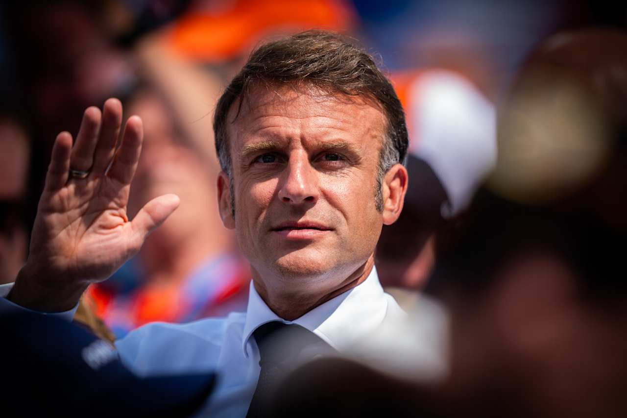 President of France, Emmanuel Macron at Paris 2024 Beach Volleyball