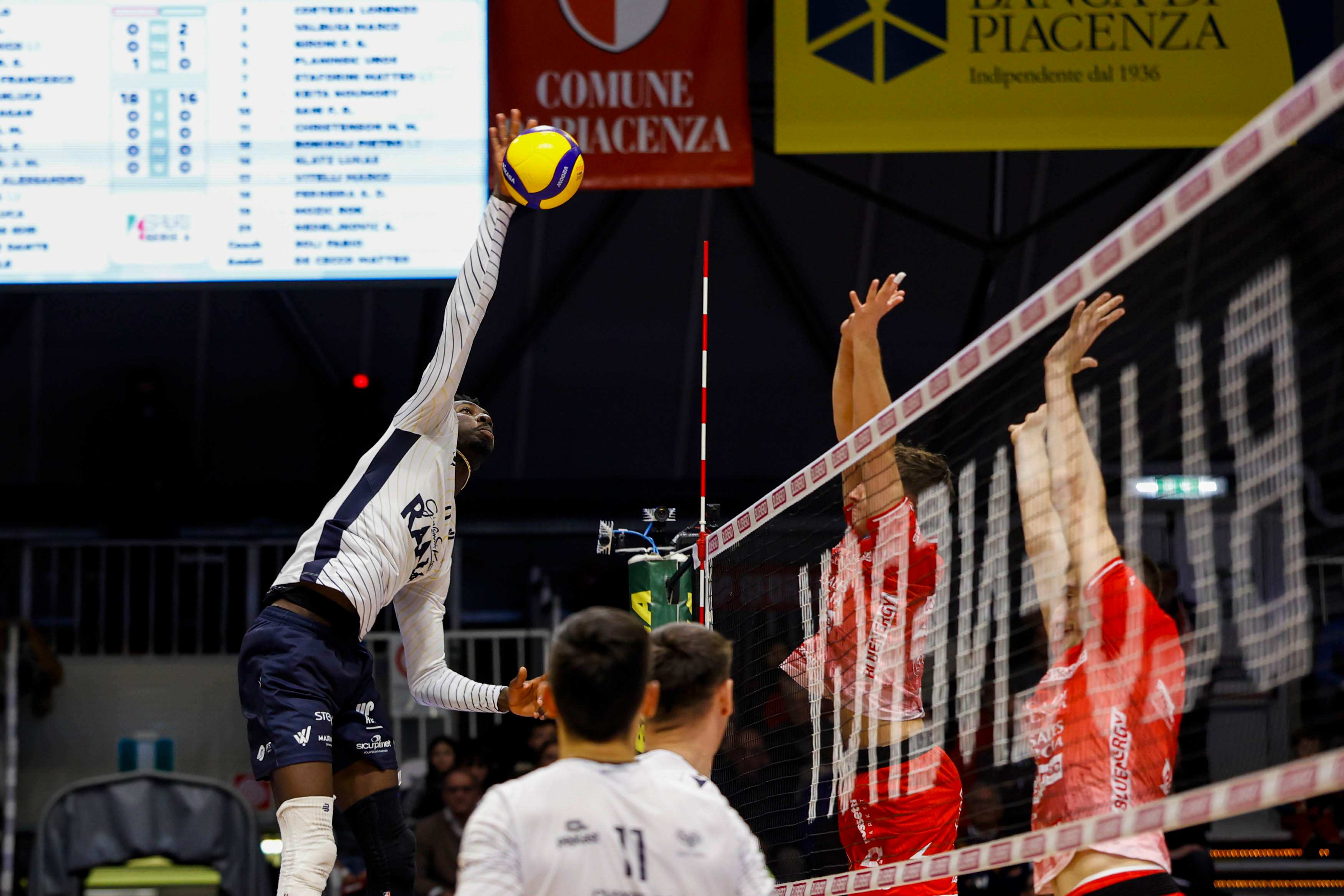 Mali's Noumory Keita erupts with 31 points towards Rana Verona's five-set  win at Gas Sales Bluenergy Piacenza in the Italian men's volleyball  SuperLega, image size:3500x2333