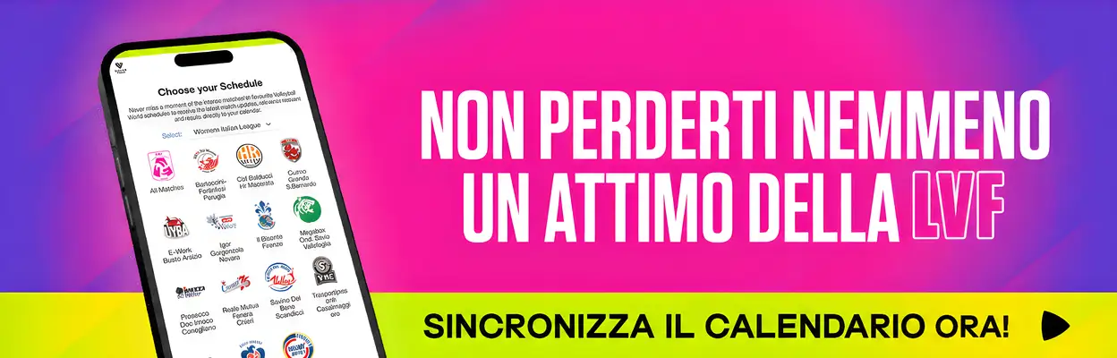image: Uno smartphone che mostra le squadre della Lega Volley Femminile 2025